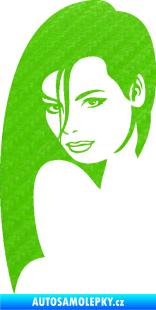 Samolepka Žena tvář 002 levá 3D karbon zelený kawasaki