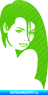 Samolepka Žena tvář 002 pravá 3D karbon zelený kawasaki