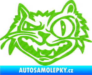 Samolepka Zlý kocour pravá 3D karbon zelený kawasaki