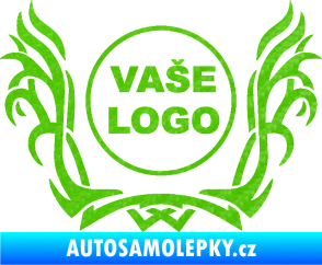 Samolepka Znak Tetování 001 3D karbon zelený kawasaki