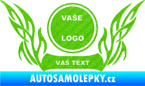 Samolepka Znak Tetování 002 3D karbon zelený kawasaki