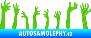 Samolepka Zombie 002 levá mrtví vylézají z hrobu 3D karbon zelený kawasaki