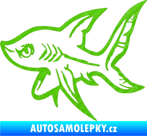 Samolepka Žralok 001 levá 3D karbon zelený kawasaki