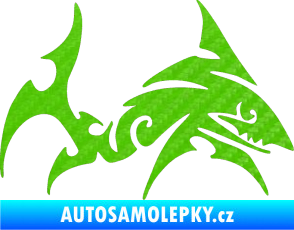 Samolepka Žralok 002 pravá 3D karbon zelený kawasaki