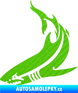 Samolepka Žralok 005 levá 3D karbon zelený kawasaki