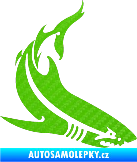Samolepka Žralok 005 pravá 3D karbon zelený kawasaki