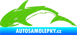 Samolepka Žralok 007 levá 3D karbon zelený kawasaki