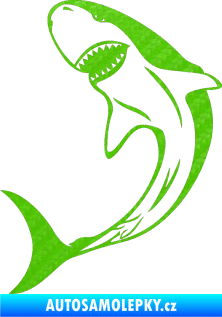 Samolepka Žralok 010 levá 3D karbon zelený kawasaki