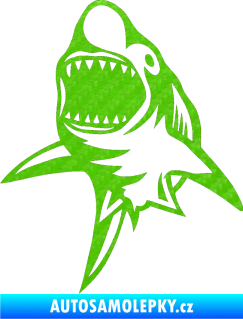 Samolepka Žralok 011 levá 3D karbon zelený kawasaki