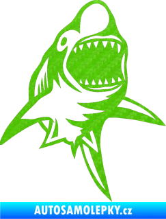 Samolepka Žralok 011 pravá 3D karbon zelený kawasaki