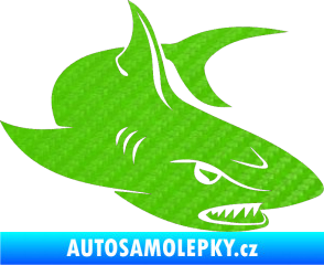 Samolepka Žralok 012 pravá 3D karbon zelený kawasaki
