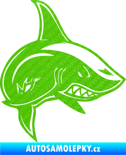 Samolepka Žralok 013 pravá 3D karbon zelený kawasaki