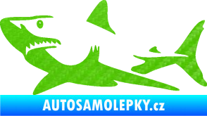 Samolepka Žralok 015 levá 3D karbon zelený kawasaki