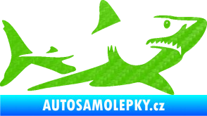 Samolepka Žralok 015 pravá 3D karbon zelený kawasaki