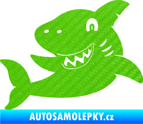 Samolepka Žralok 019 levá 3D karbon zelený kawasaki