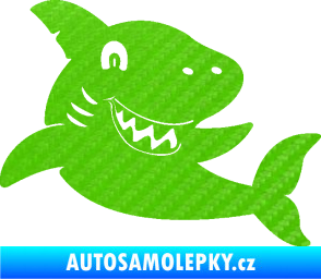 Samolepka Žralok 019 pravá 3D karbon zelený kawasaki