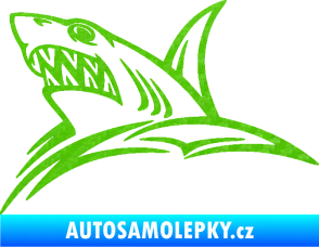 Samolepka Žralok 020 levá v moři 3D karbon zelený kawasaki