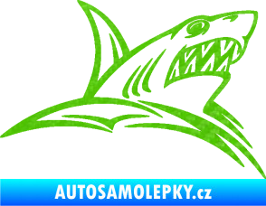 Samolepka Žralok 020 pravá v moři 3D karbon zelený kawasaki