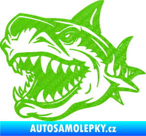Samolepka Žralok 021 levá 3D karbon zelený kawasaki
