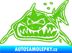 Samolepka Žralok levá 3D karbon zelený kawasaki