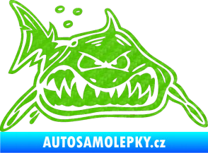 Samolepka Žralok pravá 3D karbon zelený kawasaki