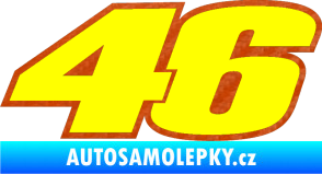 Samolepka 46 Valentino Rossi barevná 3D karbon oranžový