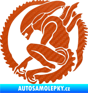 Samolepka Alien 001 levá 3D karbon oranžový