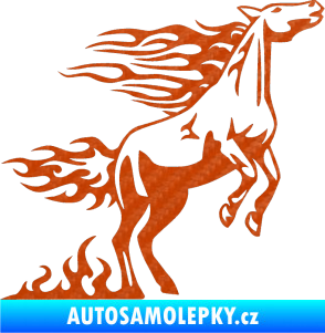 Samolepka Animal flames 001 pravá kůň 3D karbon oranžový