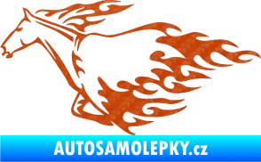 Samolepka Animal flames 003 levá kůň 3D karbon oranžový