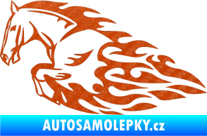 Samolepka Animal flames 008 levá kůň 3D karbon oranžový