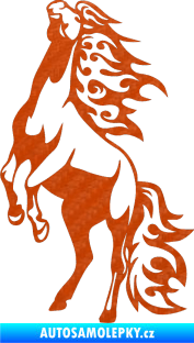 Samolepka Animal flames 013 levá kůň 3D karbon oranžový