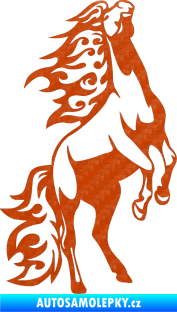 Samolepka Animal flames 013 pravá kůň 3D karbon oranžový