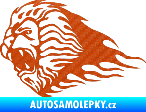 Samolepka Animal flames 014 levá lev 3D karbon oranžový