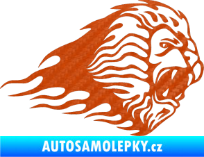 Samolepka Animal flames 014 pravá lev 3D karbon oranžový