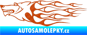 Samolepka Animal flames 017 levá vlk 3D karbon oranžový