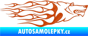 Samolepka Animal flames 017 pravá vlk 3D karbon oranžový