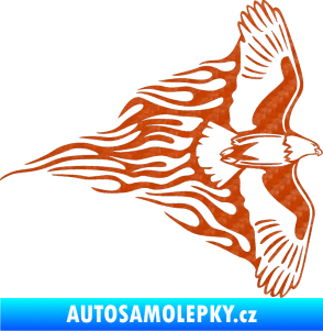 Samolepka Animal flames 019 pravá letící orel 3D karbon oranžový