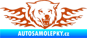 Samolepka Animal flames 034 pravá  vlk 3D karbon oranžový