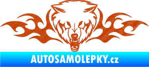 Samolepka Animal flames 038 pravá vlk 3D karbon oranžový