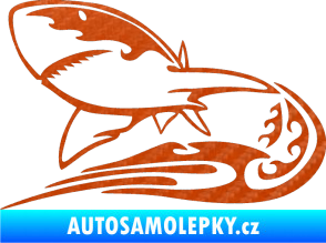 Samolepka Animal flames 041 levá žralok 3D karbon oranžový