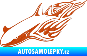 Samolepka Animal flames 048 levá žralok 3D karbon oranžový