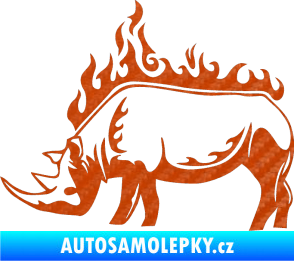 Samolepka Animal flames 049 levá nosorožec 3D karbon oranžový