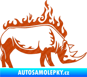 Samolepka Animal flames 049 pravá nosorožec 3D karbon oranžový