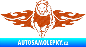 Samolepka Animal flames 051 levá lev 3D karbon oranžový