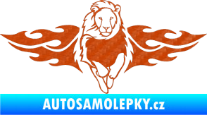 Samolepka Animal flames 051 pravá lev 3D karbon oranžový