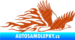 Samolepka Animal flames 053 pravá orel 3D karbon oranžový