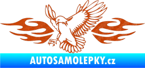 Samolepka Animal flames 054 levá orel 3D karbon oranžový