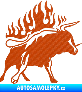 Samolepka Animal flames 055 pravá býk 3D karbon oranžový