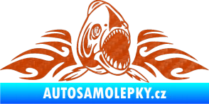 Samolepka Animal flames 063 pravá piraňa 3D karbon oranžový