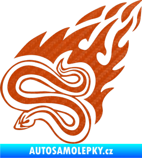 Samolepka Animal flames 065 levá had 3D karbon oranžový